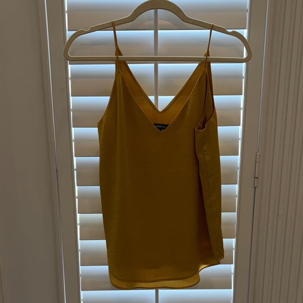 Express Mustard Spaghetti-Strap V-Neck Cami